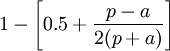1-left[0.5+frac{p-a}{2(p+a)}right]