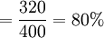 =frac{320}{400}=80%