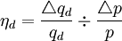 eta_d= frac{triangle q_d}{q_d} div frac{triangle p}{p}