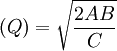 (Q)=sqrt{frac{2AB}{C}}