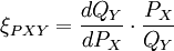xi_{PXY}=frac{dQ_Y}{dP_X}cdot frac{P_X}{Q_Y}