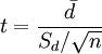 t=frac{bar{d}}{S_d/sqrt{n}}