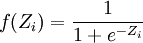f(Z_i)=frac{1}{1+e^{-Z_i}}