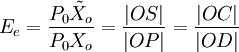 E_e=frac{P_0tilde{X}_o}{P_0X_o}=frac{|OS|}{|OP|}=frac{|OC|}{|OD|}